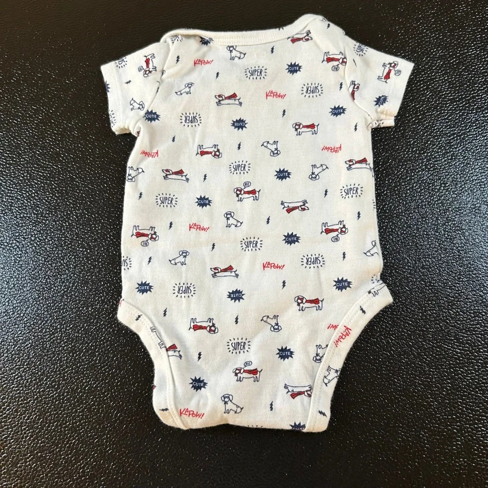 Carters‎ Super Hero Dog Bodysuit Cute Graphic Print Short Sleeve Baby Size3 M